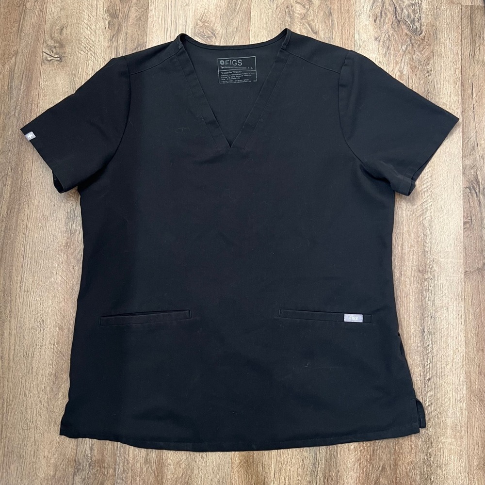 FIGS‎ Casma Black V-Neck Scrub Top Technical Collection FW1100 Womens Large